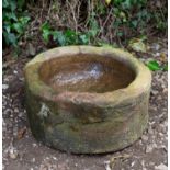 An Ancient stone round mortar, found in North Yorkshire, 40cm diameter x 18cm high Qty: 2Condition