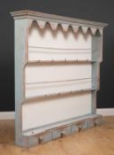 A painted pine plate rack with four spice drawers, 63cm wide x 26cm deep x 143cm highCondition