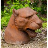 A cast iron sculpture of a puma, approximately 28cm wide x 41cm highCondition report: Oxidised