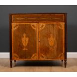 An early 19th century Dutch mahogany wash stand with decorative inlay, the top decorated with