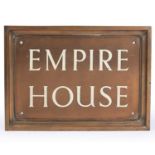 Empire House Sign, bronze, 35.5cm x 25.5cmCondition report: At present, there is no condition report