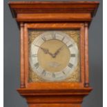 John Trevett of West Marden oak longcase clock having a square brass dial, silver chapter ring