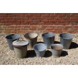 Seven various galvanized buckets the largest 32cm diameterQty: 7Condition report: Oxidised