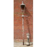 A Victorian copper street lantern on original cast iron post, approximately 450cm highCondition