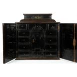 An ebony Flemish table cabinet, reputedly formerly the property of Sir Walter Scot, complete with