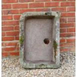 An old stone shallow sink 75cm wide x 54cm deep x 13cm highCondition report: In weathered condition