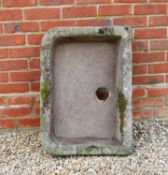 An old stone shallow sink 75cm wide x 54cm deep x 13cm highCondition report: In weathered condition