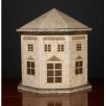 A lacquered box in the form of an octagonal house, 40cm wide x 40cm highCondition report: In good