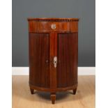 A 19th century mahogany D shaped side table with single frieze drawer and double tambour front,