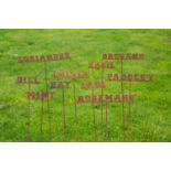 A set of ten steel herb labels on posts, the largest 34cm wideCondition report: At present, there is