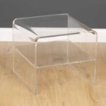 A contemporary folded perspex low occasional table with undertier, 45cm wide x 40.5cm
