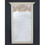 A French style white painted carved pine and gesso wall mirror 67cm wide x 132cm highCondition