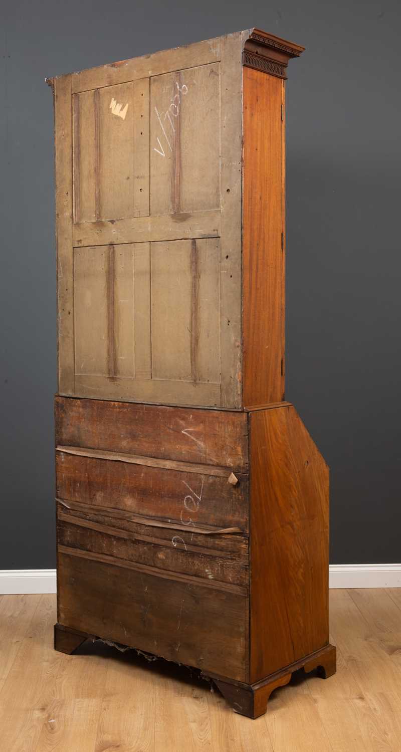 A George III mahogany bureau bookcase with astragal glazed doors to the upper section enclosing - Image 5 of 5