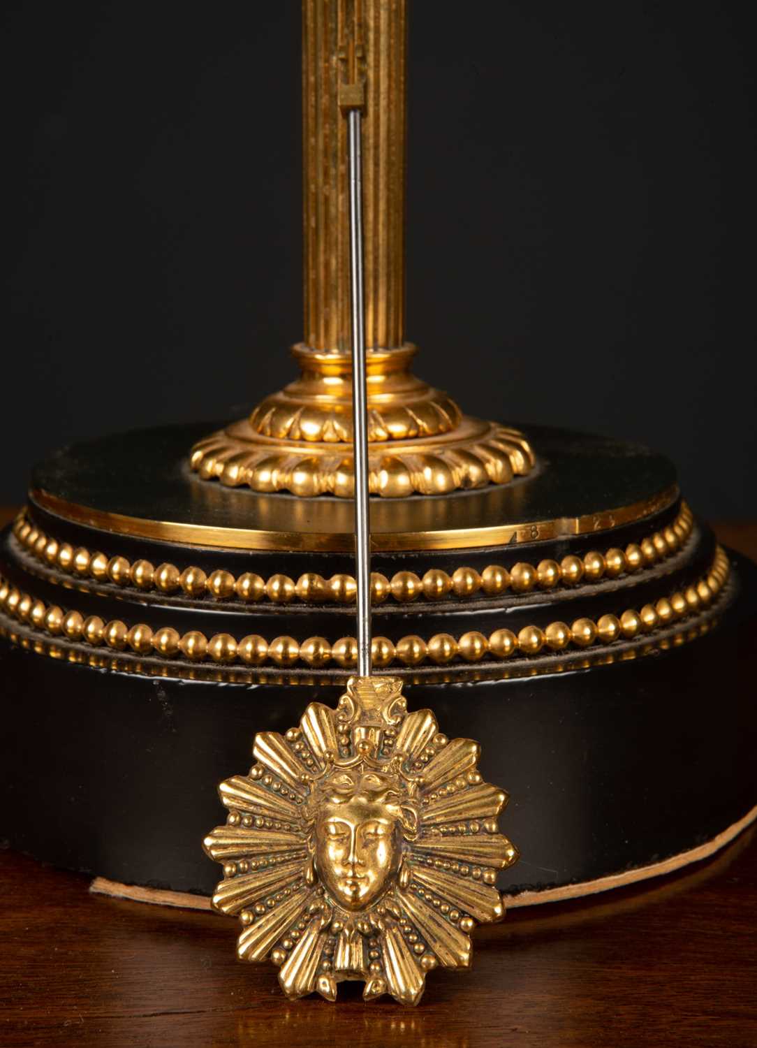 A French mantle clock the drum case on a reeded column, stepped circular plinth, the dial with - Image 5 of 5