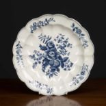 A Worcester porcelain lobed dish in the 'The Pine Cone Group' pattern, with crescent mark beneath,