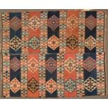 A pair of Kelim rugs with hexagonal motifs, each 240cm x 97cmQty: 2Condition report: Wear and