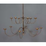 A contemporary wrought iron two tier twelve light candelabra approximately 80cm highCondition