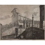 Luigi ROSSINI (1790 - 1857) 'Veduta di fianco del Campidoglio di Roma', engraving, 44.5cm high x