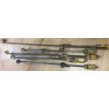 Five 19th century gilt metal and steel door bolts and fittings the bolts 84cm in lengthCondition