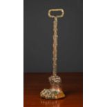 An old cast brass door stop or porter in the form of a hairy paw, 39.5cm highCondition report: In