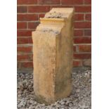 A cast reconstituted stone architectural bracket with moulded ornament 23cm wide x 72cm deep x