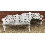 A pair of white painted Coalbrookdale style cast aluminium fern and blackberry pattern garden