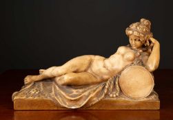 A terracotta sculpture after Clodion Reclining Nude, 49cm long x 30cm highCondition report: Very