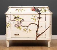 An American Steven Shell Bow range painted chest of four drawers with cast handles and square