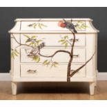 An American Steven Shell Bow range painted chest of four drawers with cast handles and square