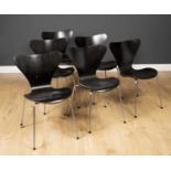 Arne Jacobsen (1902-1971) For Fritz Hansen, a set of six 3100 'Ant' chairs, originally designs in
