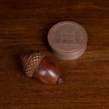 A French pressed composite tortoise shell lined snuff box with street view to the front and