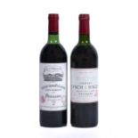 Chateau Grand-Puy-Lacoste 1982 together with a bottle of Chateau Lynch Bages Grand Cru Classe