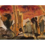 Beryl Maile, 'Cave at Eyers Rock', oil on paper with collage, signed lower right, bearing '