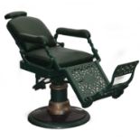 A green painted cast iron dentist chair 128cm wide x 58cm deep x 106cm highCondition report: At