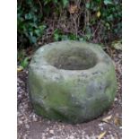An ancient limestone "Knocker" or Scottish ponding mortar, Iron age or Celtic period, found in the
