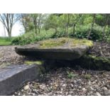 A pair of old square carved stone pier caps, 77cm x 77cm x 18cmQty: 2Condition report: weathered and