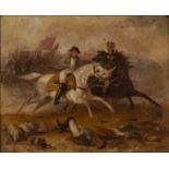 In the manner of Abraham Cooper (1787-1868) Napolean fleeing a British advance at Waterloo, oil on