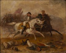 In the manner of Abraham Cooper (1787-1868) Napolean fleeing a British advance at Waterloo, oil on
