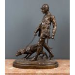 Late 20th / early 21st century school The Huntsman and his Hound, bronze, unsigned, 44cm long x 61cm