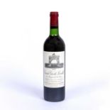 A bottle of Grand Vin De Leoville Du Marquis De Las Cases 1975Condition report: Level at base of