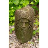 An old hand carved stone corbel of a bearded gentleman, approximately 18cm wide x 31cm highCondition