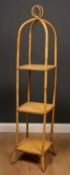 A blonde bamboo three tier whatnot 30cm wide x 151cm highCondition report: Two small holes in the
