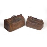 Two old leather Gladstone bags, the larger 61cm wide, the smaller 53cm wideCondition report: In used