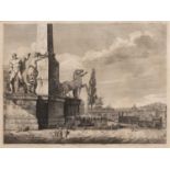 LUIGI ROSSINI (1790-1857) 'Veduta Generale Dei Gran Colossi sul Monte Quirinale', 36cm x