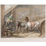 A pair of hand coloured lithographs after Carle Vernet, originally engraved by Jazet, 'Le Palfrenier