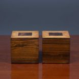 A pair of Victorian rosewood and burrwood lidded boxes, 13.8cm wide x 13.5cm highCondition report: