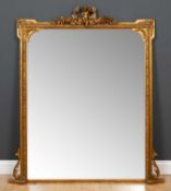 A 19th century gilded overmantle mirror with a cherub crest, 127cm wide x 142.5cm highCondition