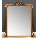 A 19th century gilded overmantle mirror with a cherub crest, 127cm wide x 142.5cm highCondition