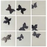 Turco (21st century continental school) nine abstract pictures of butterflies, each 24cm square