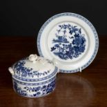 A Worcester fence pattern butter dish, cover and stand, the stand 15.5cm diameter and with